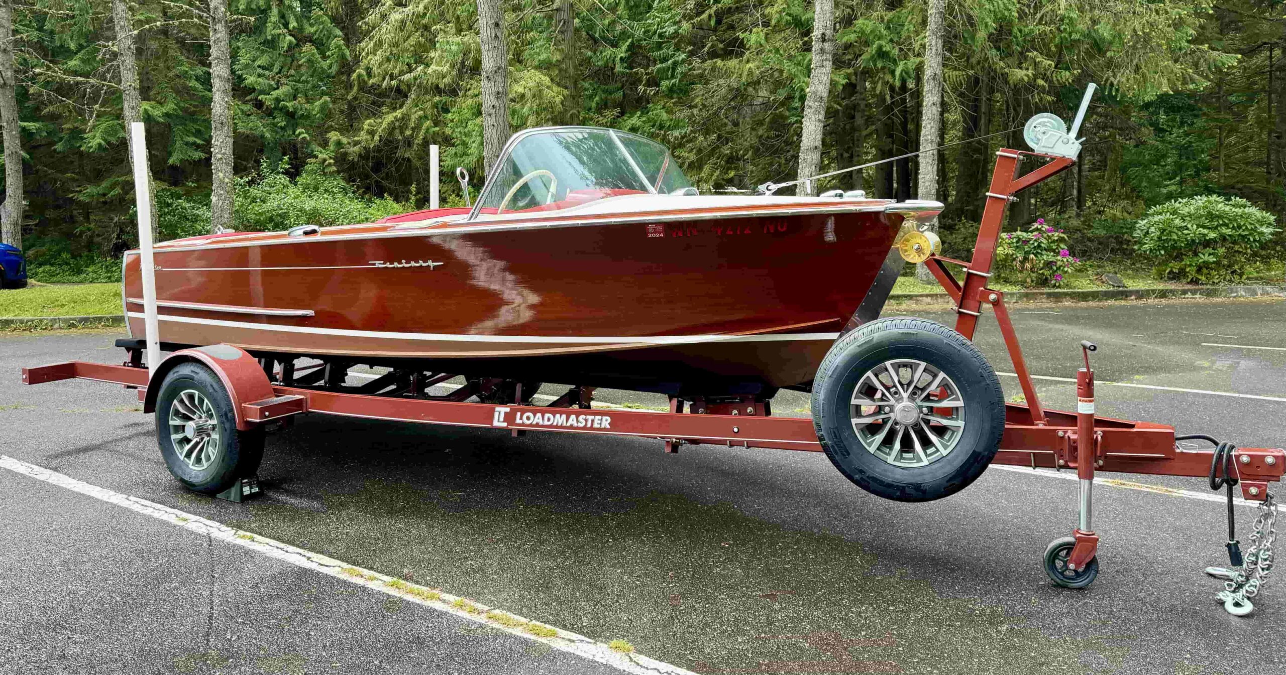 Custom Loadmaster trailer for a classic wooden runabout
